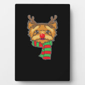 Funny Christmas Dog Xmas Reindeer Yorkshire Holida Fotoplatte (Vorderseite)