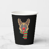 Funny Christmas Dog Xmas Rentier German Shepherd Pappbecher (Vorderseite)