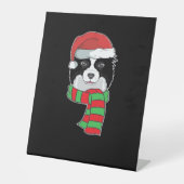 Funny Christmas Dog Xmas Santa Border Collie Holid Sockelschild (Vorderseite)