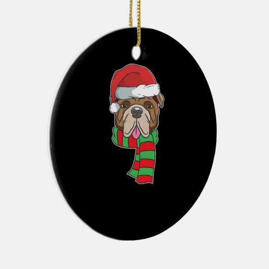 Funny Christmas Dog Xmas Santa Bulldog Holiday Gif Keramik Ornament (Rechts)