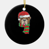 Funny Christmas Dog Xmas Santa Bulldog Holiday Gif Keramik Ornament (Vorne)