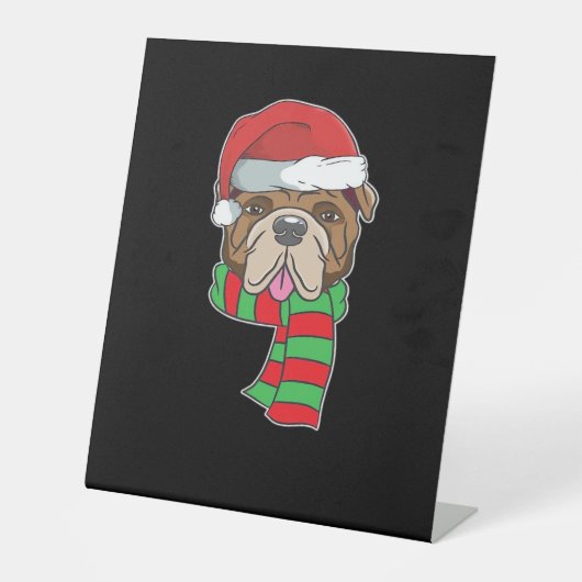 Funny Christmas Dog Xmas Santa Bulldog Holiday Gif Sockelschild (Vorderseite)