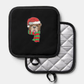 Funny Christmas Dog Xmas Santa Bulldog Holiday Gif Topflappen (Vorderseite/Rückseite)