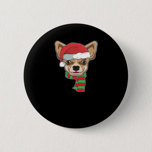 Funny Christmas Dog Xmas Santa Chihuahua Holiday G Button (Vorderseite)