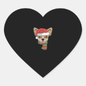 Funny Christmas Dog Xmas Santa Chihuahua Holiday G Herz-Aufkleber (Vorderseite)