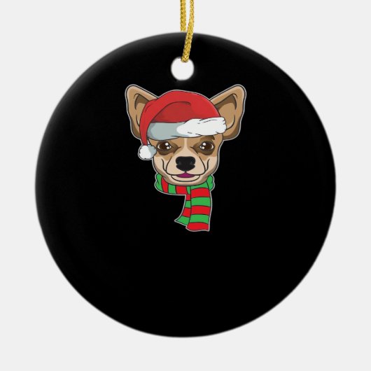 Funny Christmas Dog Xmas Santa Chihuahua Holiday G Keramik Ornament (Vorne)