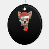 Funny Christmas Dog Xmas Santa Chihuahua Holiday G Keramik Ornament (Links)