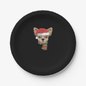 Funny Christmas Dog Xmas Santa Chihuahua Holiday G Pappteller (Vorderseite)