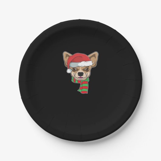 Funny Christmas Dog Xmas Santa Chihuahua Holiday G Pappteller (Vorderseite)