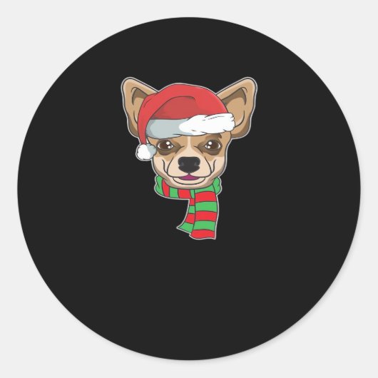 Funny Christmas Dog Xmas Santa Chihuahua Holiday G Runder Aufkleber (Vorderseite)