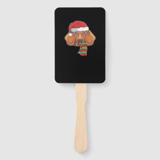 Funny Christmas Dog Xmas Santa Dachshund Holiday G Fächer (Vorderseite)