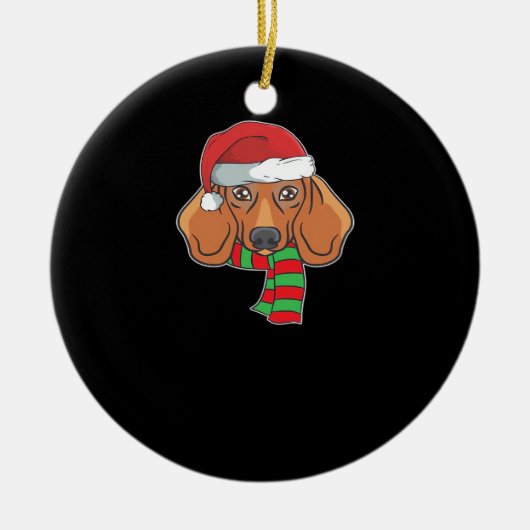 Funny Christmas Dog Xmas Santa Dachshund Holiday G Keramik Ornament (Vorne)