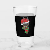 Funny Christmas Dog Xmas Santa Doberman Holiday Gi Glas (Vorderseite)