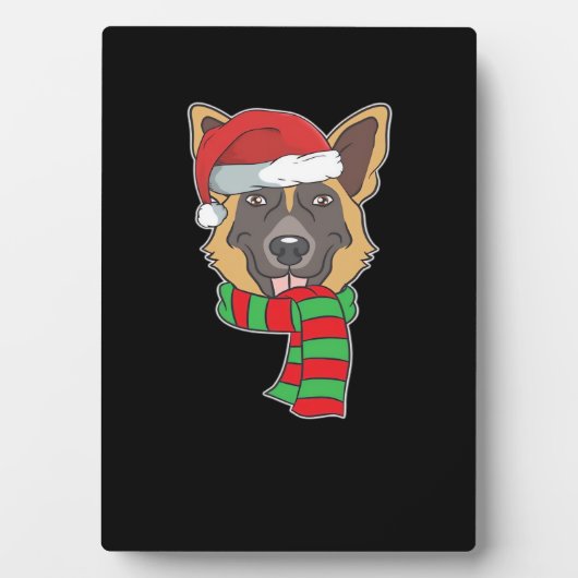 Funny Christmas Dog Xmas Santa German Shepherd Hol Fotoplatte (Vorderseite)