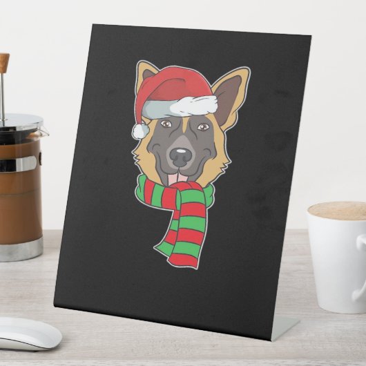 Funny Christmas Dog Xmas Santa German Shepherd Hol Sockelschild (In Situ)