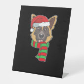 Funny Christmas Dog Xmas Santa German Shepherd Hol Sockelschild (Vorderseite)