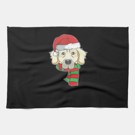 Funny Christmas Dog Xmas Santa Golden Retriever Ho Geschirrtuch (Horizontal)