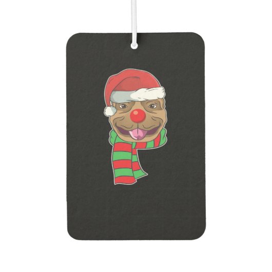 Funny Christmas Dog Xmas Santa Pit bull Holiday Gi Autolufterfrischer (Vorderseite)