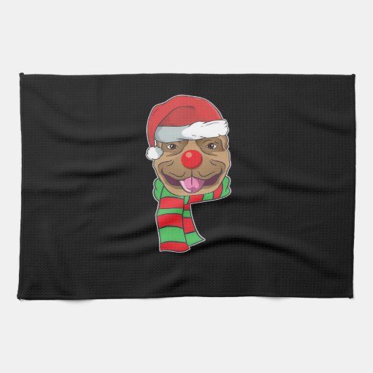 Funny Christmas Dog Xmas Santa Pit bull Holiday Gi Geschirrtuch (Horizontal)