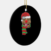 Funny Christmas Dog Xmas Santa Pit bull Holiday Gi Keramik Ornament (Rechts)
