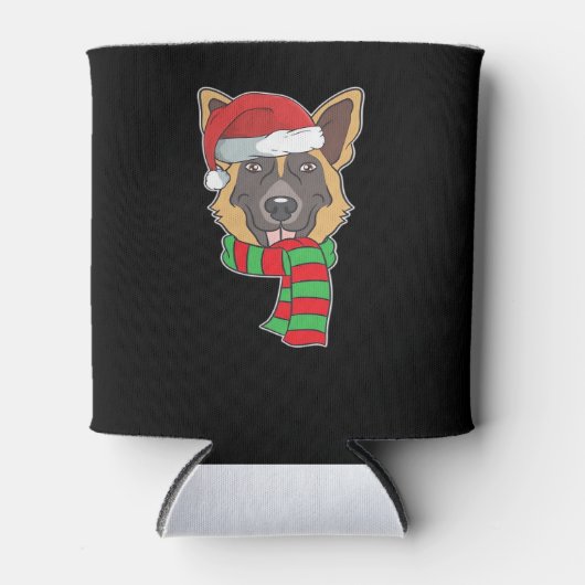 Funny Christmas Dog Xmas Weihnachtsmann Deutscher Dosenkühler (Vorderseite)