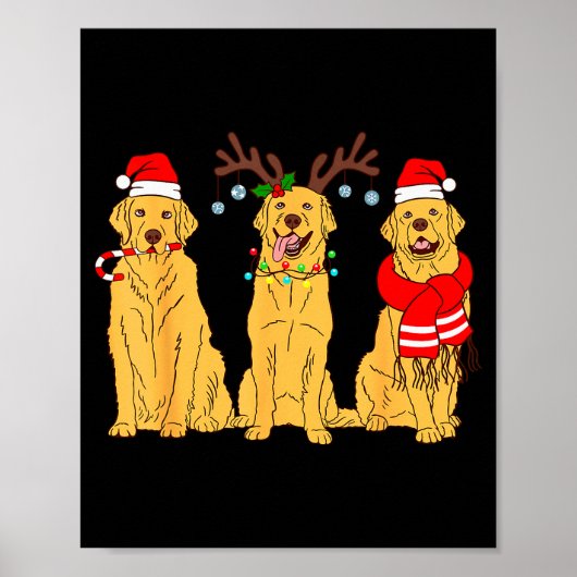 Funny Christmas Dogs Design Dog Christmas Wearing Poster (Vorne)