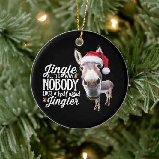 Funny Christmas Donkey Liebhaber Farm Holiday Tier Keramik Ornament (Baum)
