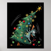 Funny Christmas Dragon Wrecking The Tree Holiday P Poster (Vorne)