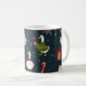 Funny Christmas Ducks Seamless Pattern Kaffeetasse (VorderseiteRechts)