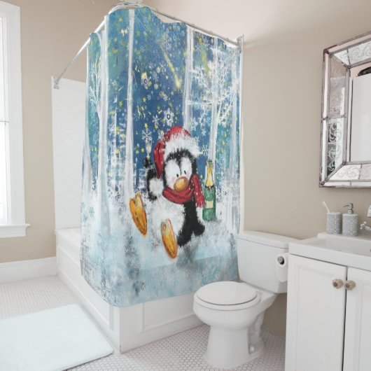 Funny Christmas Dusche Vorhang Happy Pinguin (Beispiel)