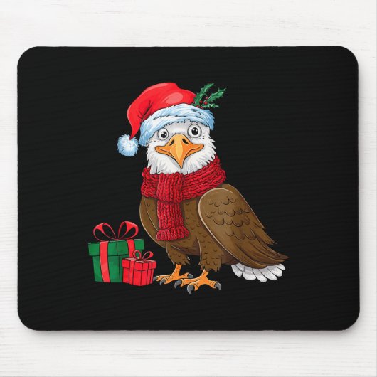 Funny Christmas Eagle Patriotic Bald Eagle With Sa Mousepad (Vorne)