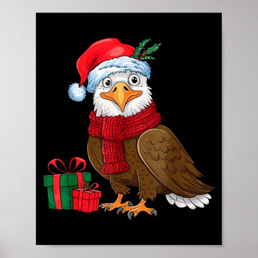 Funny Christmas Eagle Patriotic Bald Eagle With Sa Poster (Vorne)