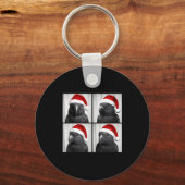 Funny Christmas Eclectus Parrot Santa Photo Booth Schlüsselanhänger (Vorderseite)