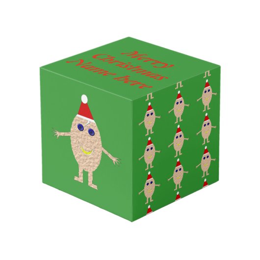 Funny Christmas Egg Custom Foto Cube Würfel (Vorderseite Schrägansicht)