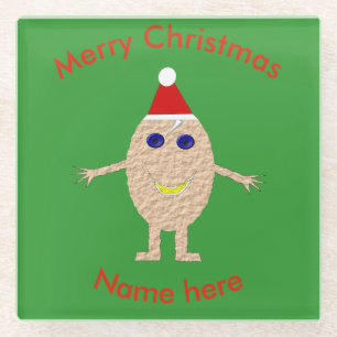 Funny Christmas Egg Glass Untersetzer