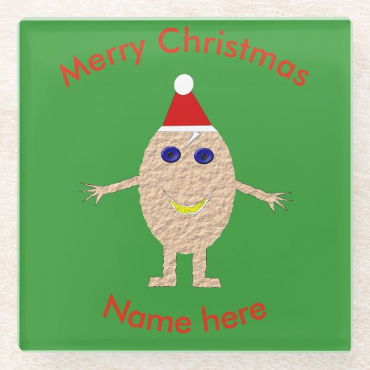 Funny Christmas Egg Glass Untersetzer (Vorderseite)