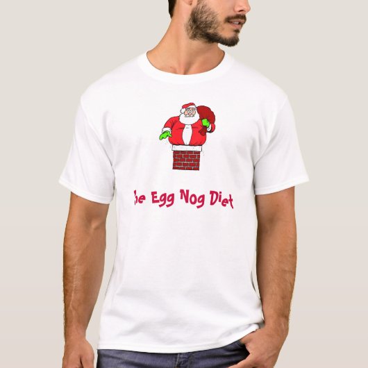 Funny Christmas Egg Nog Diet Fett Weihnachtsmann T-Shirt (Vorderseite)