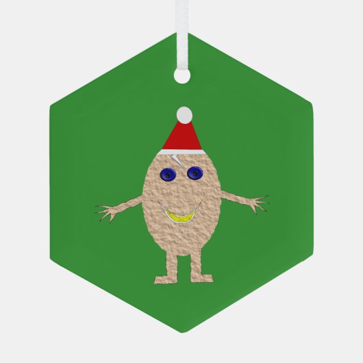 Funny Christmas Egg Ornament Aus Glas (Rückseite)
