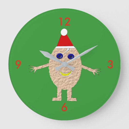 Funny Christmas Egg Wall Clock Große Wanduhr (Vorderseite)