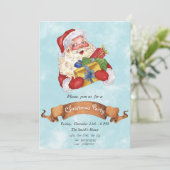 Funny Christmas Einladung mit dem Weihnachtsmann (Stehend Vorderseite)