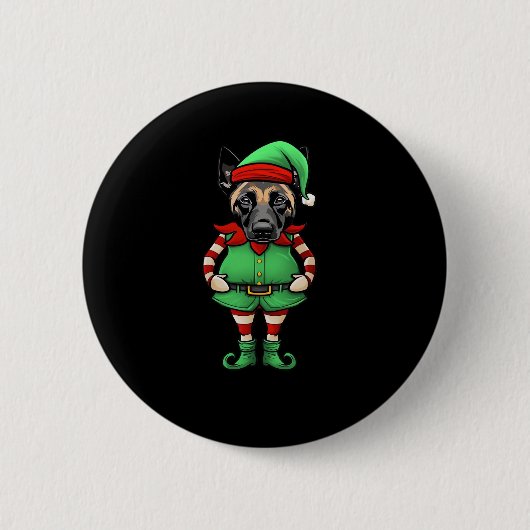 Funny Christmas Elf Belgisch Malinois Dog Classic  Button (Vorderseite)