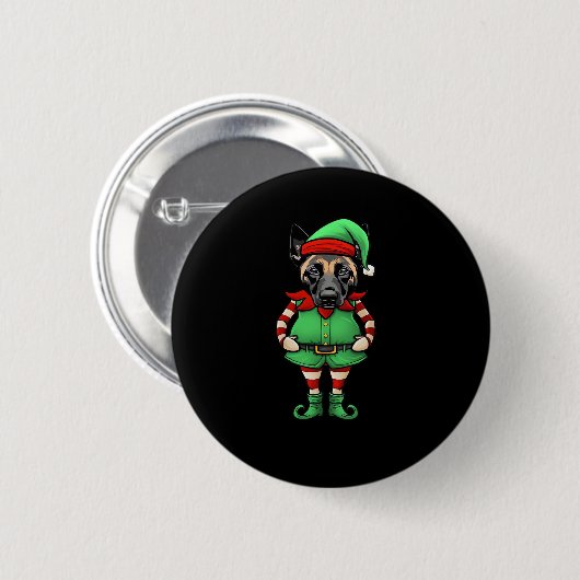 Funny Christmas Elf Belgisch Malinois Dog Classic  Button (Vorne & Hinten)