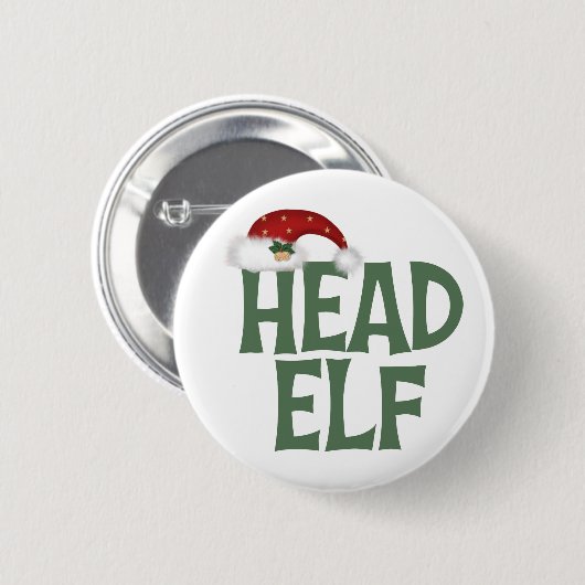 Funny Christmas Elf Button (Vorne & Hinten)