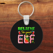 Funny Christmas Elf Design Believe In Your Elf Men Schlüsselanhänger (Vorderseite)