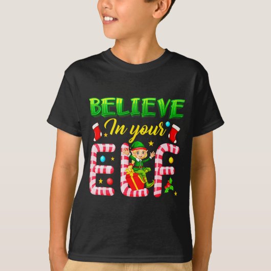 Funny Christmas Elf Design Believe In Your Elf Men T-Shirt (Vorderseite)