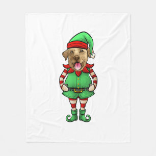 Funny Christmas Elf Gelbe Labrador Hund Yellow Lab Fleecedecke