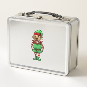 Funny Christmas Elf Gelbe Labrador Hund Yellow Lab Metall Brotdose