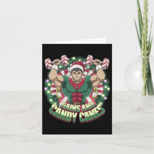 Funny Christmas Elf Gym Workout Gewinne und Candy  Karte (Vorderseite)
