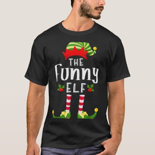 Funny Christmas Elf Matching Pajama X-mas Party T-Shirt (Vorderseite)