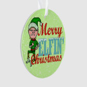 Funny Christmas Elf Merry Elfin Bah Humbug Ornament (Vorderseite)